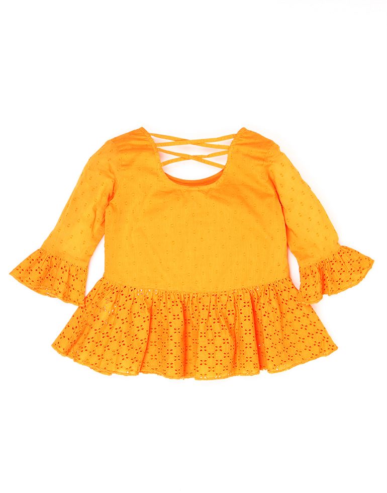 U.S. Polo Assn. Girls Orange Peplum Top